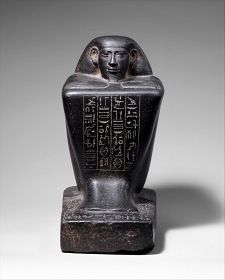 Egyptian Art - Block Statue of a Prophet of Montu and Scribe Djedkhonsuefankh, son of Khonsumes and Taat
690–610 B.